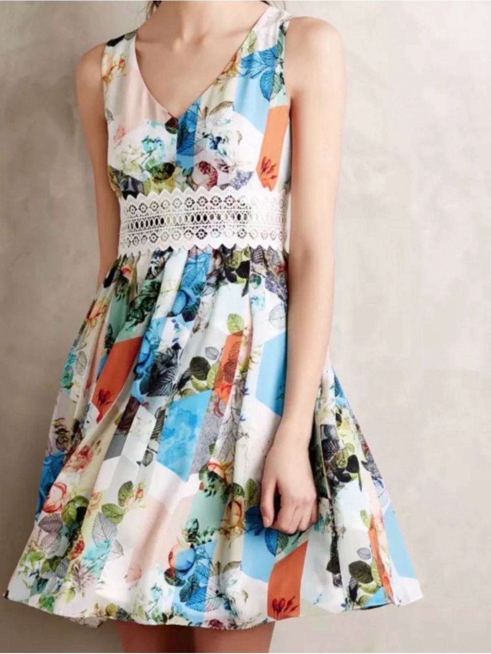 NWOT$288 Anthropolotie LEIFSDOTTIR Silk Floral Lace Dress SIZE 4, Small